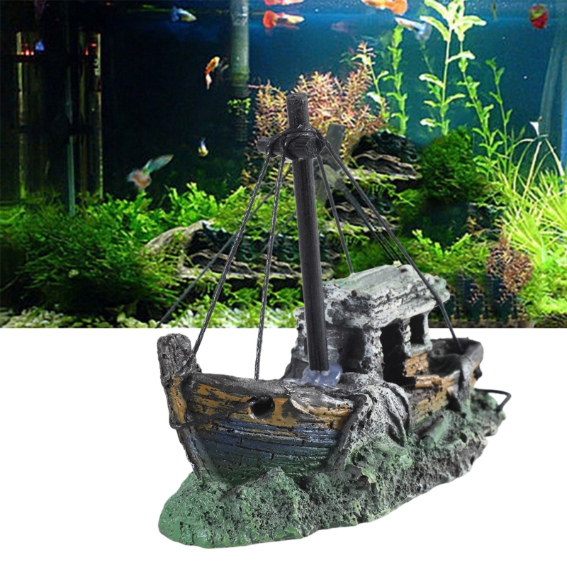 Aquarium Marineland - Аквариум Затонувший корабль, украшения из смолы,